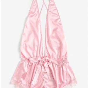 Pink satin romper